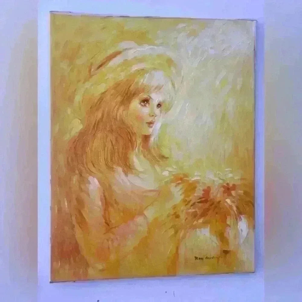 Beautiful Roy Austin Original Handmade Painting Blonde Girl - Picture 3 of 14